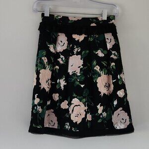 CLUB MONACO | Silk wool skirt floral pink green sz 0